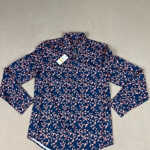 Perry Ellis Total Stretch Expandable Collar Button-Up Shirt, Men's Sz Small.